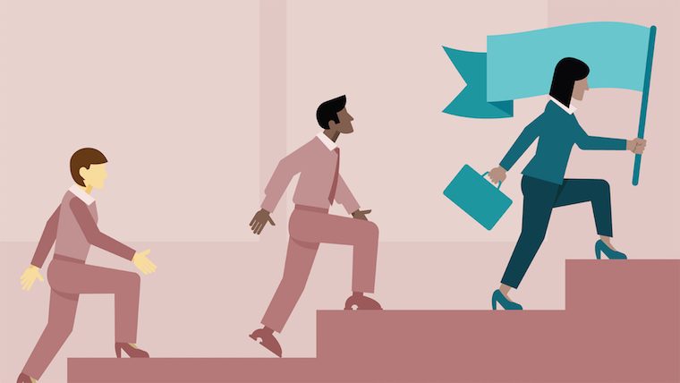 Woman Leader Holding a flag