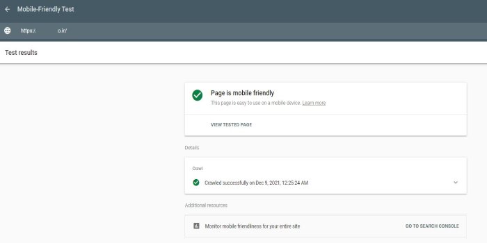 بررسی mobile friendlyبودن سایت