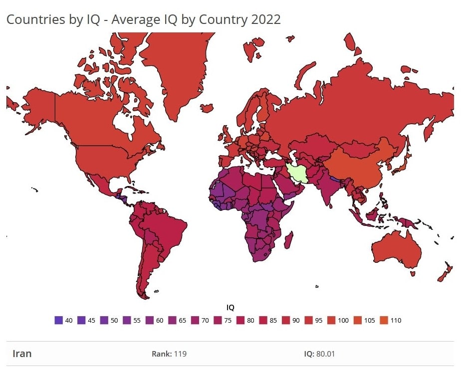 متوسط ضریب هوشی کشورهای جهان