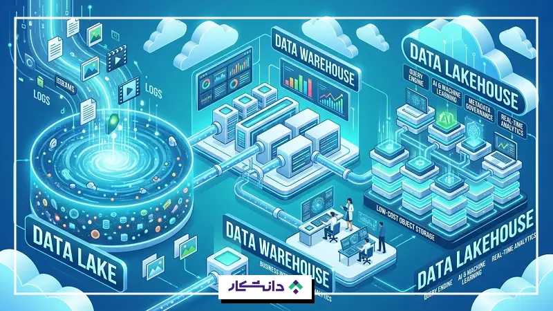 مقایسه پایگاه داده با دریاچه داده، انبارهای داده و data lakehouses